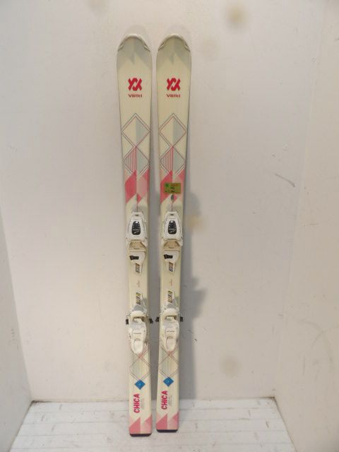 Youth Volkl Chica Size 140cm Kids Skis - Whie / Pink