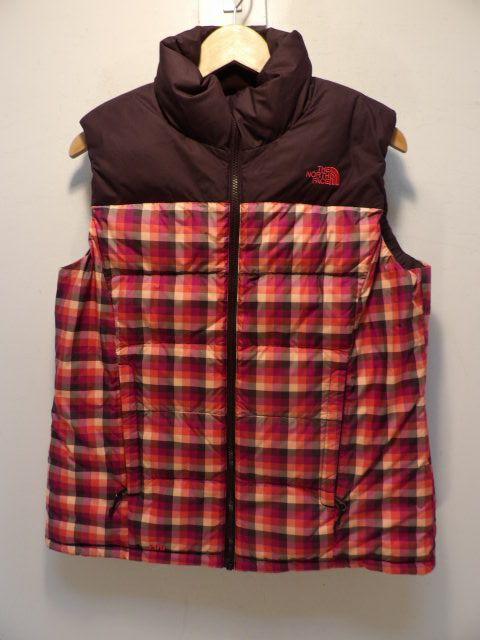 North Face Size Large Plaid Vest - Pink Plaid