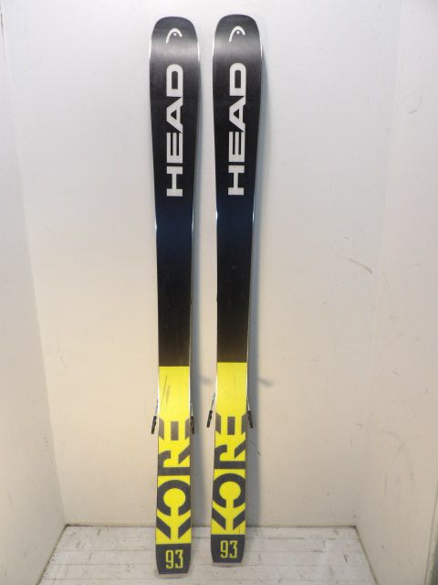 Mens Head Kore 93 w/ Warden Size 162cm Downhill Skis - Black / Yellow