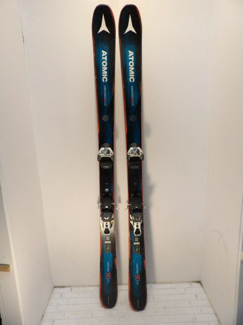 Mens Atomic Vantage 90 w/ Warden Size 176cm Downhill Skis - Blue