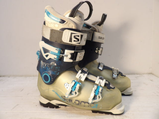 Womens Salomon Quest Pro 80 Size 25.5 Downhill Boots - Blue / Clear