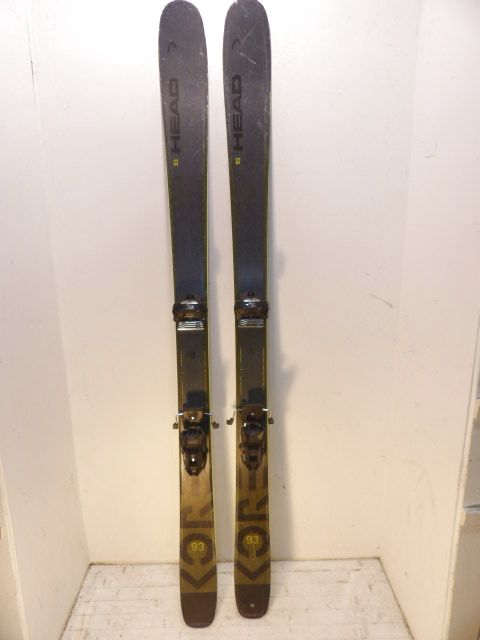 Mens Head Kore 93 w/ Attack Size 177cm Downhill Skis - Black / Yellow