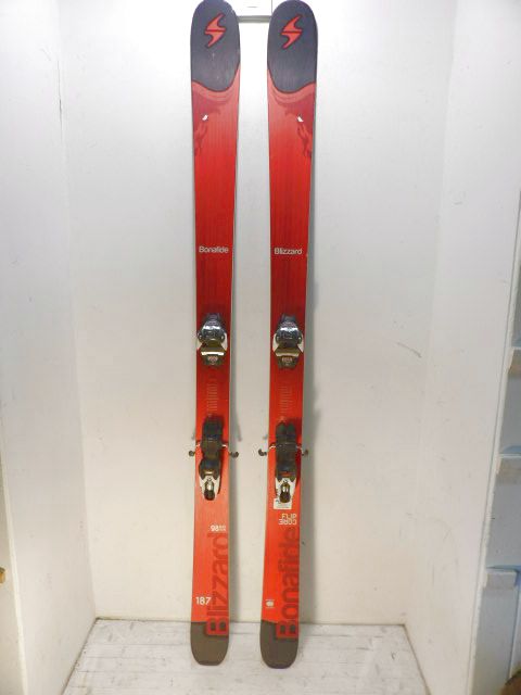 Mens Blizzard Bonafide 98 w/ Marker 10 Size 187cm Downhill Skis - Red / Black