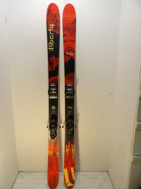Men's Liberty Origin 96 w/ Attack Size 176cm Downhill Skis - Red / Black