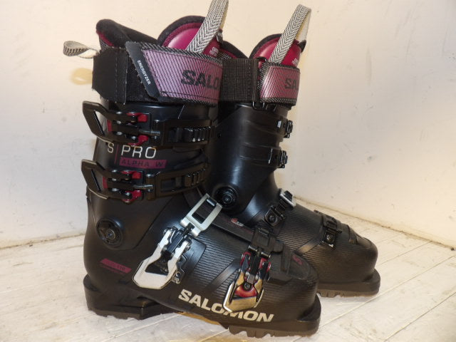 Womens Salomon S Pro Alpha GW Size 23.5 Downhill Boots - Black / Purple