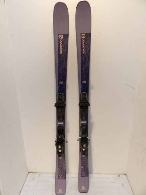 Womens Salomon Distance 76 w/ M10 Size 160cm Downhill Skis - Grey / Purple