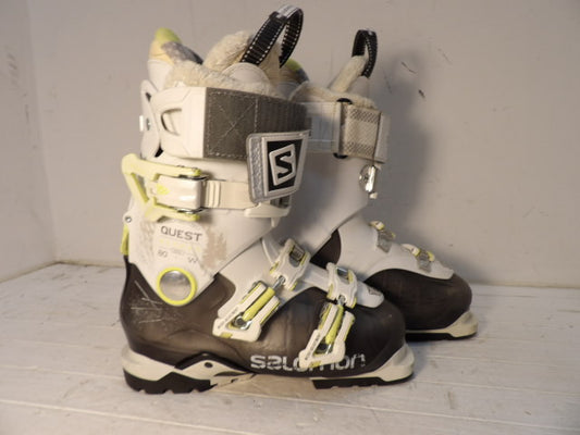 Womens Salomon Quest 80 W Size 23.5 Downhill Boots - White / Smoke