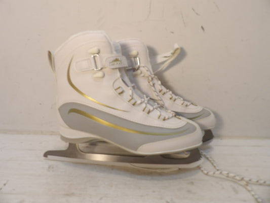 Lake Placid Size 9.0 Ice Skates - White / Gold