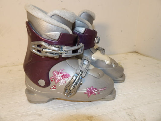 Youth Salomon Size 19.5 T2 Kids Boots - Purple / Grey