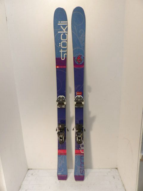 Womens Stockli Stormrider w/ Attack Size 167cm Downhill Skis - Purple / Blue