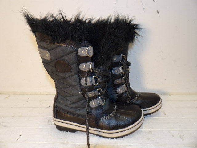 Youth Sorel Black Snow Boots - Size 3 - Black