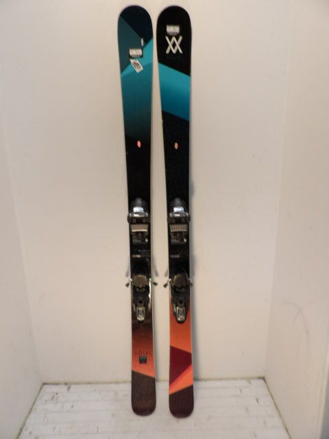 Womens Volkl Yumi w/ Squire  Size 154cm Downhill Skis - Black / Geen / Pink