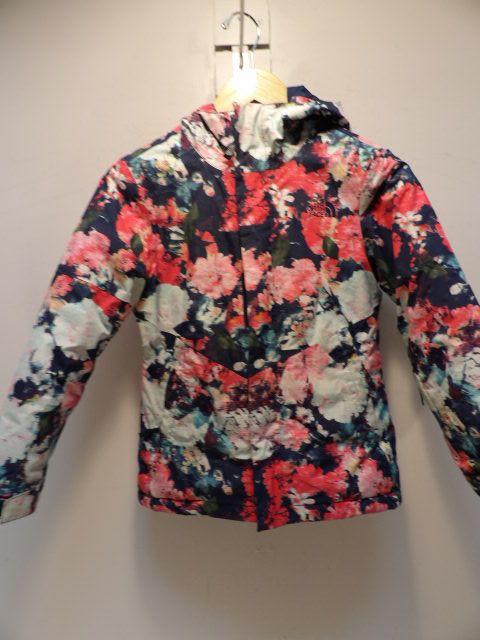 Youth North Face Small Floral Jacket - Pink / White