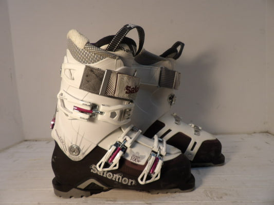 Womens Salomon Quest 100 Size 26.5 Downhill Boots - White / Purple