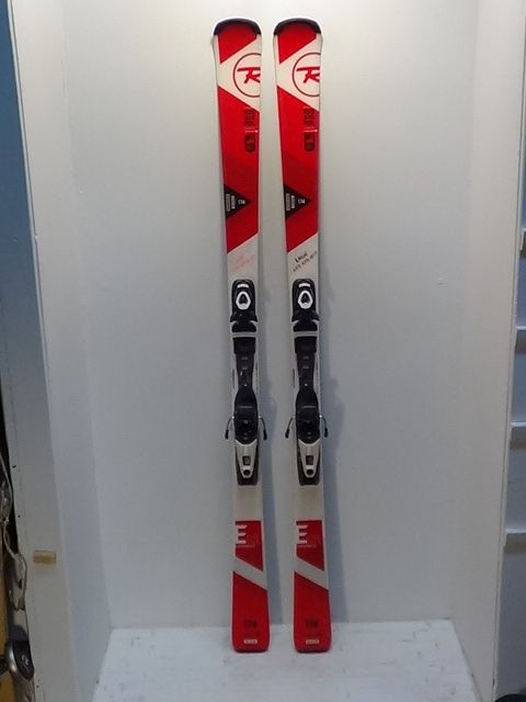 Mens Rossignol Experiance 77 w/ Axium Size 174cm Downhill Skis - Red / White